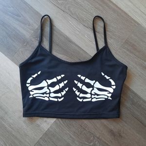 Skeleton Print Crop Cami Top